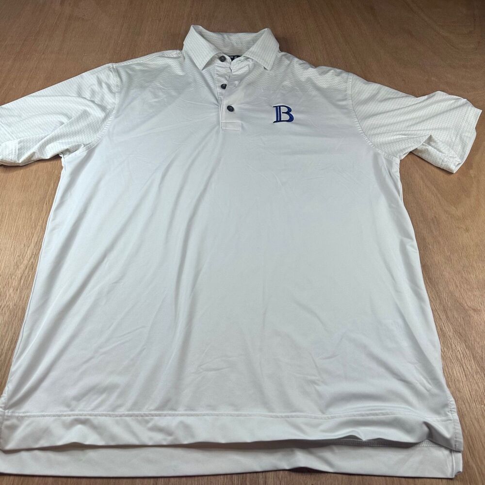 FootJoy Performance Golf Polo White Textured Short Sleeve Logo Sz M